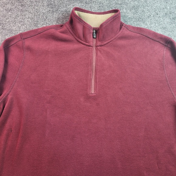 Eddie Bauer Mens TXL Pullover 1/4 Zip Mock Neck Burgundy Long Sleeve - Picture 1 of 9
